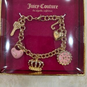 Juicy Couture Gold Bracelet with Pink Charms